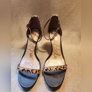 Sam Edelman Patti Ankle Strap Sandals in a Leopard-print Calf Hair Size 11